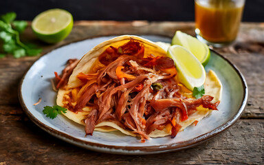Wall Mural - Capture the essence of Carnitas in a mouthwatering food photography shot