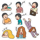 Fototapeta Dinusie - vector set of sleeping people