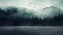 Horror Scene In The Forest And Foggy, 4k Animated Virtual Repeating Seamless