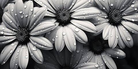 Canvas Print - A beautiful bouquet of flowers with glistening water droplets. Perfect for adding a touch of freshness and elegance to any project or design