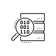 Poster - Database, network server, cloud storage line icon. Traffic automation, data storage center, hosting platform or SQL database server vector sign. Compute and connection datacenter outline pictogram