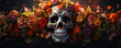 Art of Catrina Sugar Skull with flowers Day of the Dead wallpaper Mexican Calavera Skeleton head
 