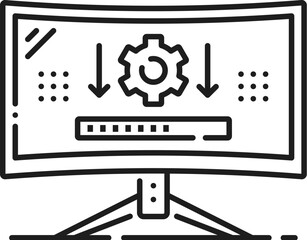Aufkleber - Computer software line icon of driver installation, outline vector. PC or laptop hardware and computer service center, maintenance and support of digital device with drivers update installation