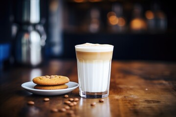 Poster - latte with a cookie balanced on the cup rim