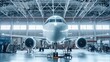Aircraft maintenance in hangar  system check and spare parts replacement for safe flights