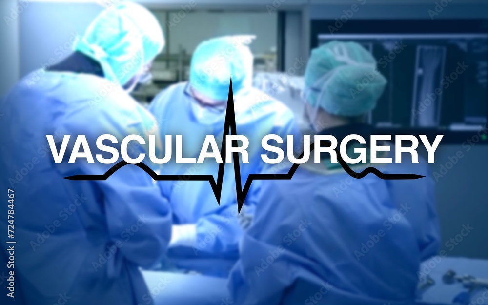 Vascular surgery lettering, in the background the heart rate and an ...