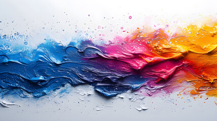 Poster - A white background that has been painted freely with colorful oil paints.