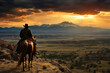 Cowboy auf Pferd in Landschaft