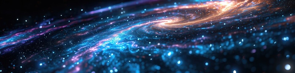 Wall Mural - A spiral galaxy with brilliant and bright blue light