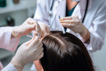 dermatologist conducting scalp biopsy