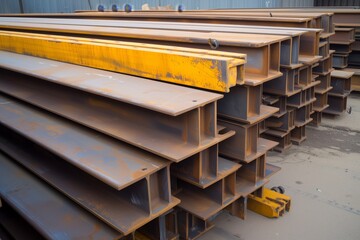 Poster - steel girders stacked before assembly