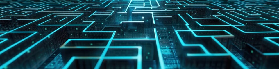 Wall Mural - futuristic grids intersect to form complex virtual mazes