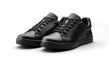 Isolated Black Sneaker Shoe Against A Stark White Background