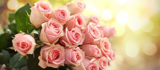 Canvas Print - A bunch of pink roses is shown in the picture.