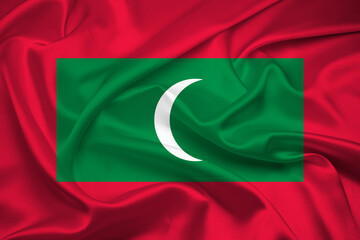 Wall Mural - Flag Of Maldives, Maldives flag, National flag of Maldives . fabric and texture flag of Maldives.
