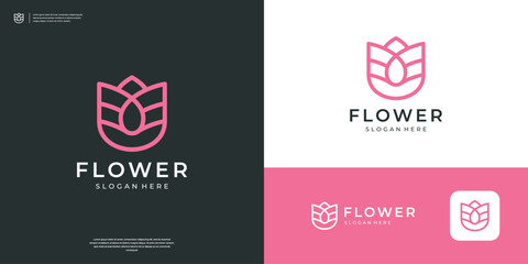 Wall Mural - Geometric flower rose logo design icon vector