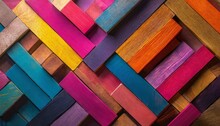 Colorful Wooden Background, Kaleidoscope Of Diversity With A Background Of Wooden Blocks In A Spectrum Of Colors, Capturing The Essence, Abstract Colorful Background