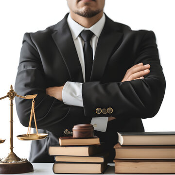 Lawyer preparing for a high-profile and challenging case isolated on white background, png
