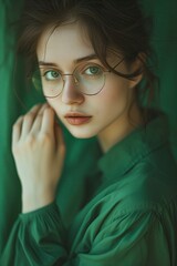 Wall Mural - portrait of a woman with glasses