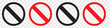 forbidden sign not allowed in red and black . ban icon symbol . stop entry sign . slash icon . prohibited mark, EPS10