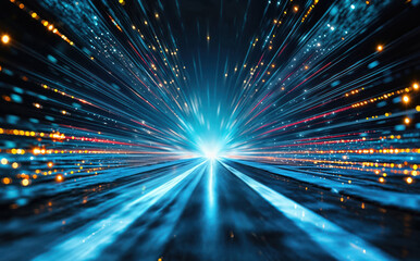 Wall Mural - data technology background in blue