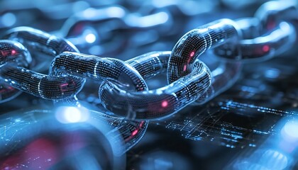 Blockchain concept with digital chain
