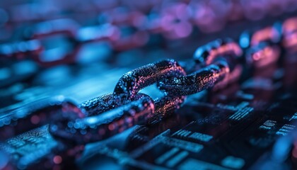 Blockchain concept with digital chain