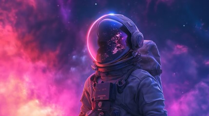 Wall Mural - a photo of the astronaut in the space field, in the style of psychedelic color schemes, warmcore