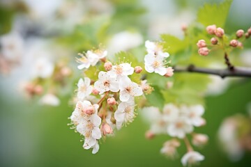 Sticker - close-up of flowers on a hawthorn tree