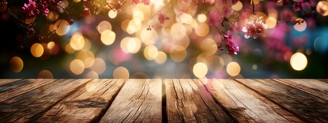 Sticker - a wooden table with blurry background