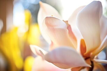 Poster - sun shining through the petals of a magnolia flower