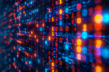 abstract view of programming code in multicolor background