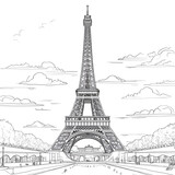 Fototapeta Boho - Eiffel Tower Coloring Page, Paris Monument, Ai generative
