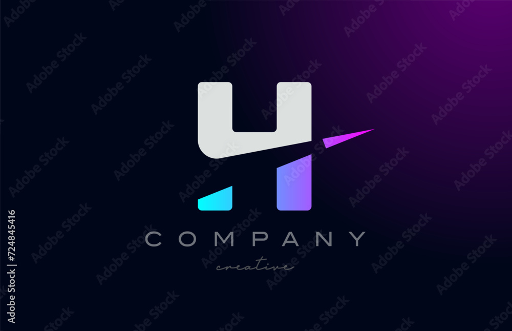 pink blue H letter vector logo icon design illustration. Creative cut ...