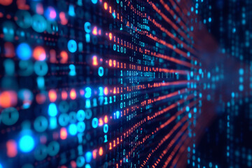 abstract technology background, binary code matrix, network hi-speed