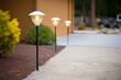 outdoor solar lamps lining a driveway