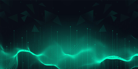digital technology futuristic internet network connection dark black background, green abstract cybe