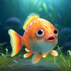 cute cartoon goldfish 