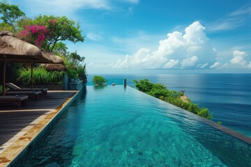 Wall Mural - tropical resort Maldives Bali with swimming pool and sea view