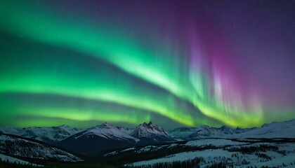 Wall Mural - Aurora borealis gradient from emerald green to amethyst purple