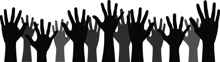 Raised Hands Silhouette. Flat Vector Illustration Design.