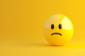 Wall Mural - sad face emoji in 3D illustration style on a colorful background