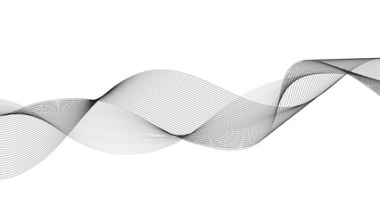 Abstract white background with black wave line. Modern grey wave on white background. Blending line background