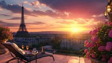 Beautiful Landscape Of The Eiffel Tower Seen From A Balcony In High Resolution