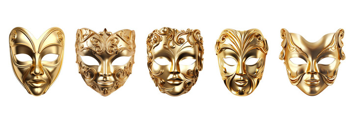 Wall Mural - Set of opera masks isolated on a transparent background.
