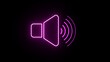 Purple color sound speaker with waves animated 3d icon on a black background. Sound volume. Music, sound. speaker and sound icon