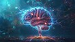 Brainstorming concept, human brain and lightning