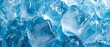 Ice cubes bluish background banner panorama long - Frozen water texture, cold fresh concept, top view, seamless pattern