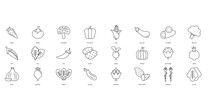 Vegetables Icons Set. Set Of Editable Stroke Icons.Vector Set Of Vegetables