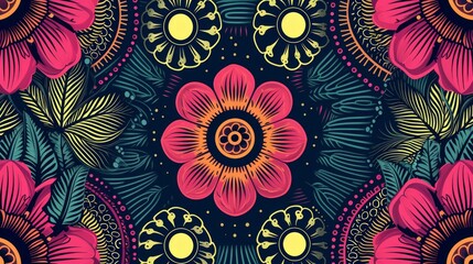 Flower ivy image, 2 types color background, ethnic pattern of african textile art, Hawaii abstract circle, line and point image, fashion artwork for print, vector file